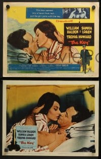 9k245 KEY 8 LCs 1958 Carol Reed, w/cool tc kiss art of William Holden & sexy Sophia Loren!