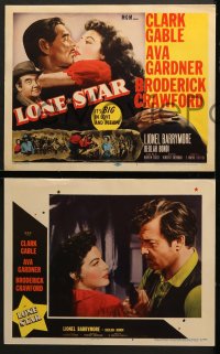 9k266 LONE STAR 8 LCs 1952 cool western images of Clark Gable, sexy Ava Gardner, Crawford!