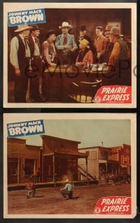 9k795 PRAIRIE EXPRESS 3 LCs 1947 great images of cowboy Johnny Mack Brown, Raymond Hatton!