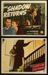 9k382 SHADOW RETURNS 8 LCs 1946 Kane Richmond, sexiest Barbara Read, cool film noir images, rare!