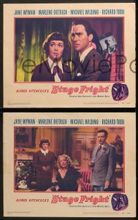 9k807 STAGE FRIGHT 3 LCs 1950 Marlene Dietrich, Jane Wyman, Richard Todd, Alfred Hitchcock!