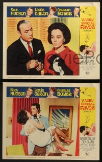 9k480 VERY SPECIAL FAVOR 8 LCs 1965 great images of Charles Boyer, Rock Hudson, sexy Leslie Caron!