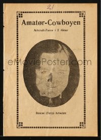 9m934 MOONSHINE Danish program 1918 Fatty Arbuckle & Buster Keaton hillbilly bootlegging comedy!