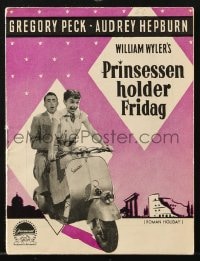 9m957 ROMAN HOLIDAY Danish program 1954 Audrey Hepburn & Gregory Peck on Vespa, different images!