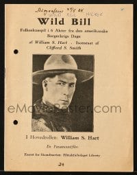 9m995 WILD BILL HICKOK Danish program 1923 William S. Hart in the title role as Wild Bill!