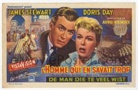 9m006 MAN WHO KNEW TOO MUCH Belgian herald 1956 James Stewart & Doris Day, Hitchcock, different!