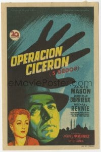 9m070 5 FINGERS Spanish herald 1952 James Mason, Darrieux, Soligo art, based on the true story!