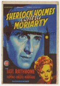 9m074 ADVENTURES OF SHERLOCK HOLMES Spanish herald 1940 Soligo art of Basil Rathbone & Ida Lupino!