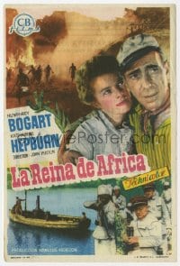 9m075 AFRICAN QUEEN Spanish herald 1952 different image of Humphrey Bogart & Katharine Hepburn!