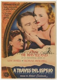 9m147 DARK MIRROR Spanish herald 1947 Lew Ayres loves Olivia de Havilland but hates her twin!