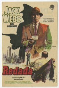 9m168 DRAGNET Spanish herald 1958 Jack Webb as detective Joe Friday, art by Macario Mac Gomez!