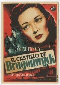 9m169 DRAGONWYCK Spanish herald 1947 great Soligo art of beautiful Gene Tierney, Ernst Lubitsch!