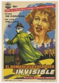 9m174 EL HOMBRE QUE LOGRO SER INVISIBLE Spanish herald 1961 art of invisible man Arturo de Cordova!