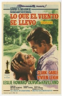 9m207 GONE WITH THE WIND 1pg Spanish herald R1962 romantic c/u of Clark Gable & Vivien Leigh!