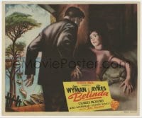 9m251 JOHNNY BELINDA Spanish herald 1950 different artwork of scared Jane Wyman being attacked!