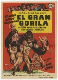 9m309 MIGHTY JOE YOUNG Spanish herald 1955 1st Harryhausen, art of ape rescuing girl from lions!