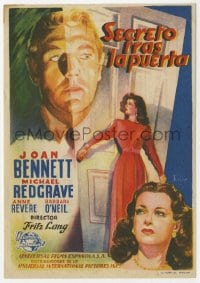 9m405 SECRET BEYOND THE DOOR Spanish herald 1948 Joan Bennett, Redgrave, Fritz Lang, Tulia art!