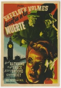 9m413 SHERLOCK HOLMES FACES DEATH Spanish herald 1945 Basil Rathbone & Nigel Bruce as Dr. Watson!