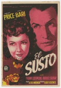 9m415 SHOCK Spanish herald 1947 cool different Soligo art of Vincent Price & pretty Lynn Bari!