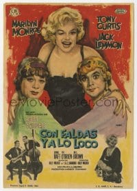 9m425 SOME LIKE IT HOT Spanish herald 1963 Mac art of Marilyn Monroe with Curtis & Lemmon in drag!