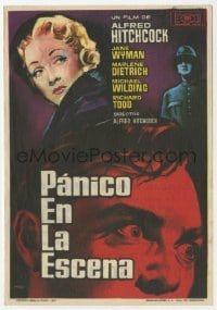 9m432 STAGE FRIGHT Spanish herald 1961 different Mac art of Marlene Dietrich, Alfred Hitchcock!