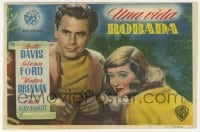 9m435 STOLEN LIFE Spanish herald 1948 different close up of pretty Bette Davis & Glenn Ford!