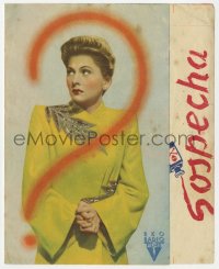 9m446 SUSPICION 4pg Spanish herald 1942 Hitchcock, different image of Joan Fontaine & question mark!