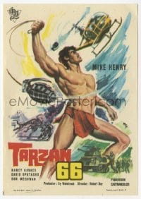 9m455 TARZAN & THE VALLEY OF GOLD Spanish herald 1966 MCP art of Henry tossing grenades at bad guy!