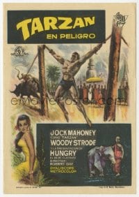 9m467 TARZAN'S THREE CHALLENGES Spanish herald 1963 Edgar Rice Burroughs, art of bound Jock Mahoney!