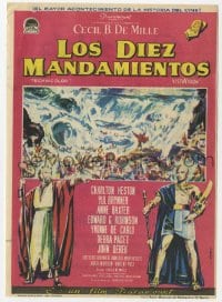 9m468 TEN COMMANDMENTS Spanish herald 1959 Albericio art of Charlton Heston & Yul Brynner!