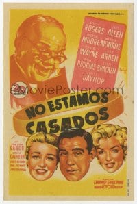9m512 WE'RE NOT MARRIED Spanish herald 1953 Soligo art of Marilyn Monroe, Ginger Rogers & Douglas!