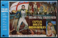 9m015 CAPTAIN HORATIO HORNBLOWER English trade ad 1951 Gregory Peck with sword & Virginia Mayo!