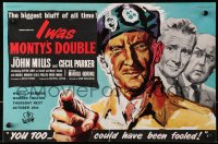 9m022 I WAS MONTY'S DOUBLE English trade ad 1958 M.E. Clifton-James as himself, art of John Mills!