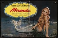 9m027 MIRANDA English trade ad 1948 wonderful art of sexy topless mermaid Glynis Johns!