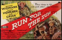 9m031 RUN FOR THE SUN English trade ad 1956 Richard Widmark finds Nazi criminals in Central America!
