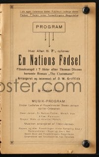 9m830 BIRTH OF A NATION Danish program 1918 D.W. Griffith's post-Civil War tale of the Ku Klux Klan!