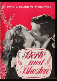 9m877 GONE WITH THE WIND Danish program R1960s Clark Gable & Vivien Leigh kissing!