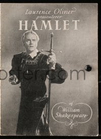 9m880 HAMLET Danish program 1949 Laurence Olivier in William Shakespeare classic, Best Picture!