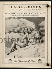 9m899 JUNGLE PRINCESS Danish program 1937 Dorothy Lamour & tiger, Ray Milland, different images!