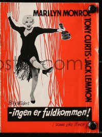 9m969 SOME LIKE IT HOT Danish program 1959 sexy Marilyn Monroe, Tony Curtis, Jack Lemmon, different