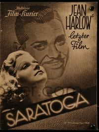 9m738 SARATOGA German program 1938 different images of Clark Gable & beautiful Jean Harlow!