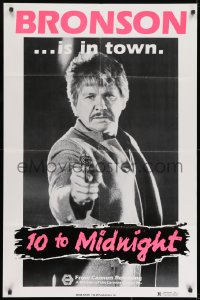 9p036 10 TO MIDNIGHT 1sh 1983 cool different close-up of detective Charles Bronson pointing gun!
