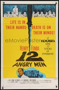9p038 12 ANGRY MEN 1sh 1957 Henry Fonda, Sidney Lumet jury classic, life is in their hands