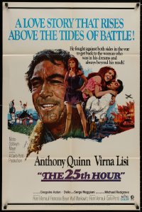 9p043 25th HOUR 1sh 1967 great art of Anthony Quinn & sexy Virna Lisi by Howard Terpning!
