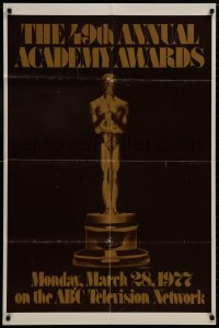 9p028 49TH ANNUAL ACADEMY AWARDS 1sh 1977 ABC, great image of golden Oscar statuette!