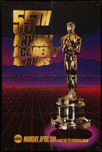 9p031 55TH ANNUAL ACADEMY AWARDS 1sh 1983 cool image of the golden Oscar statuette over city!