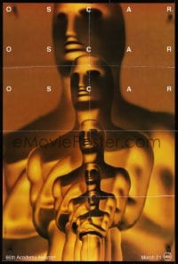 9p034 66TH ANNUAL ACADEMY AWARDS 24x36 1sh 1994 by Saul Bass, wonderful art of Oscar statuettes!