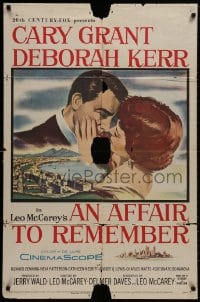 9p053 AFFAIR TO REMEMBER 1sh 1957 romantic c/u art of Cary Grant about to kiss Deborah Kerr!