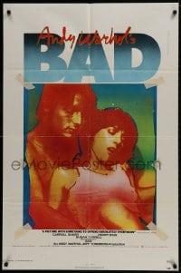 9p070 ANDY WARHOL'S BAD 1sh 1977 Carroll Baker & King, sexploitation comedy!