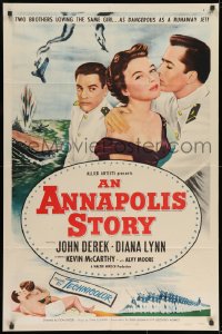 9p075 ANNAPOLIS STORY 1sh 1955 John Derek, Kevin McCarthy, 2 brothers loving the same girl!